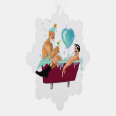 SlipperyJoeの2人のゲイ男性は漫画の浴槽soaを愛している オーナメントカード (右)