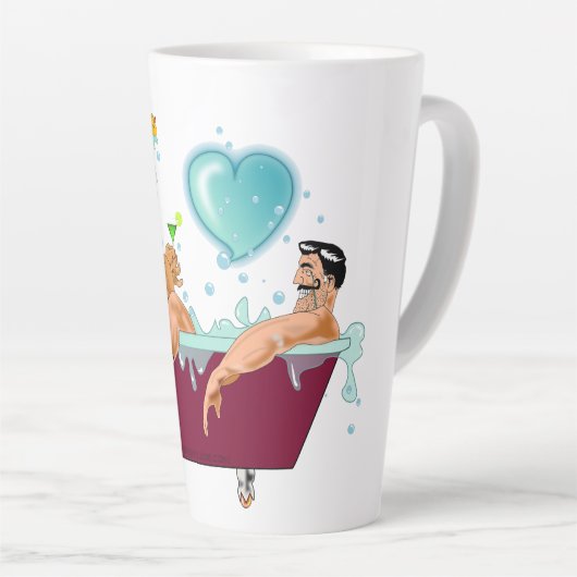 SlipperyJoeの2人のゲイ男性は漫画の浴槽soaを愛している カフェラテマグ (右アングル)