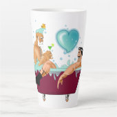 SlipperyJoeの2人のゲイ男性は漫画の浴槽soaを愛している カフェラテマグ (正面)