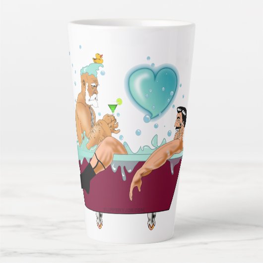 SlipperyJoeの2人のゲイ男性は漫画の浴槽soaを愛している カフェラテマグ (正面)