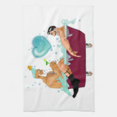 SlipperyJoeの2人のゲイ男性は漫画の浴槽soaを愛している キッチンタオル (縦)