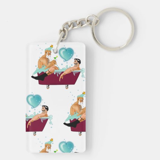 SlipperyJoeの2人のゲイ男性は漫画の浴槽soaを愛している キーホルダー (裏面)