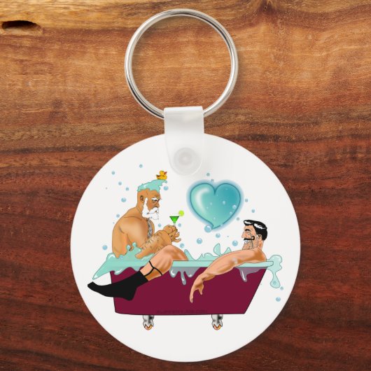 SlipperyJoeの2人のゲイ男性は漫画の浴槽soaを愛している キーホルダー (正面)