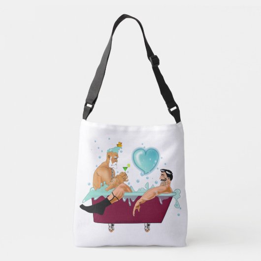 SlipperyJoeの2人のゲイ男性は漫画の浴槽soaを愛している クロスボディバッグ (裏面)