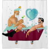 SlipperyJoeの2人のゲイ男性は漫画の浴槽soaを愛している シャワーカーテン (正面)
