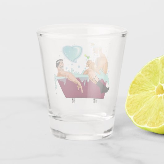 SlipperyJoeの2人のゲイ男性は漫画の浴槽soaを愛している ショットグラス (裏面)