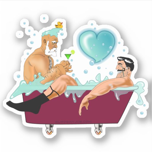 SlipperyJoeの2人のゲイ男性は漫画の浴槽soaを愛している シール (正面)