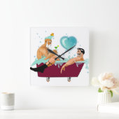 SlipperyJoeの2人のゲイ男性は漫画の浴槽soaを愛している スクエア壁時計 (ホーム)