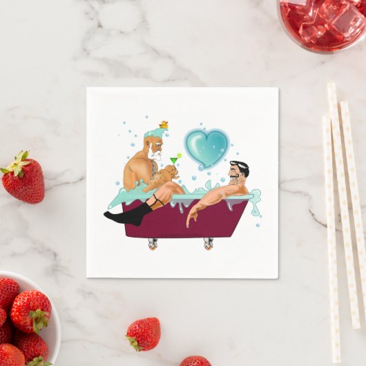 SlipperyJoeの2人のゲイ男性は漫画の浴槽soaを愛している スタンダードカクテルナプキン (インサイチュ)