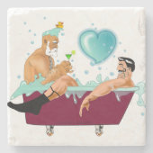 SlipperyJoeの2人のゲイ男性は漫画の浴槽soaを愛している ストーンコースター (正面)
