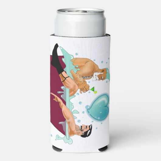 SlipperyJoeの2人のゲイ男性は漫画の浴槽soaを愛している スリム缶クーラー (Seltzer裏面)