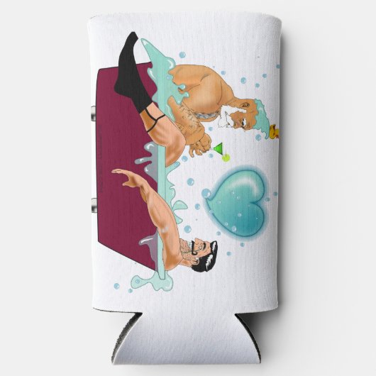 SlipperyJoeの2人のゲイ男性は漫画の浴槽soaを愛している スリム缶クーラー (正面)