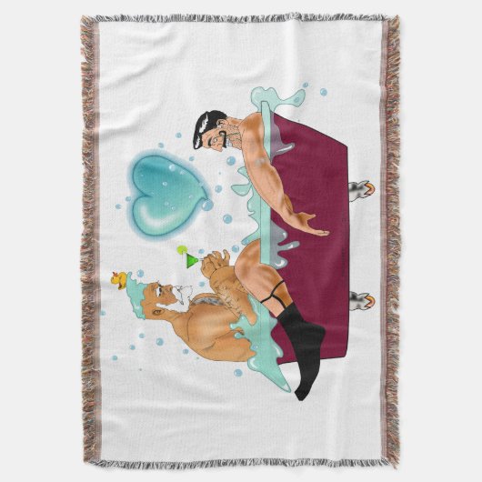 SlipperyJoeの2人のゲイ男性は漫画の浴槽soaを愛している スローブランケット (正面縦)