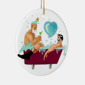 SlipperyJoeの2人のゲイ男性は漫画の浴槽soaを愛している セラミックオーナメント (右)