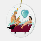 SlipperyJoeの2人のゲイ男性は漫画の浴槽soaを愛している セラミックオーナメント (左)