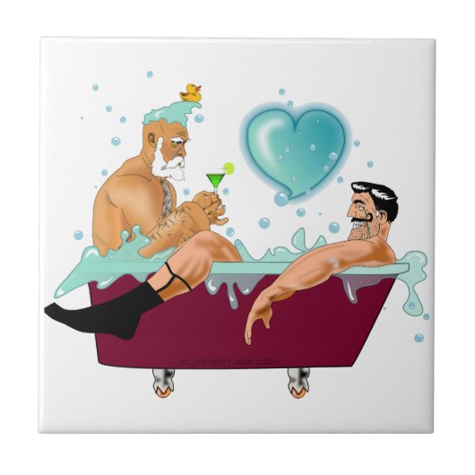 SlipperyJoeの2人のゲイ男性は漫画の浴槽soaを愛している タイル (正面)