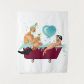 SlipperyJoeの2人のゲイ男性は漫画の浴槽soaを愛している タペストリー (正面)