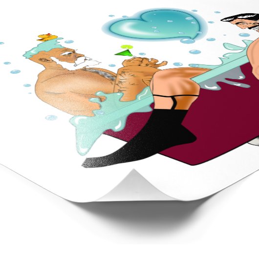 SlipperyJoeの2人のゲイ男性は漫画の浴槽soaを愛している フォトプリント (角)