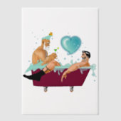 SlipperyJoeの2人のゲイ男性は漫画の浴槽soaを愛している ベラム紙招待状 (正面)