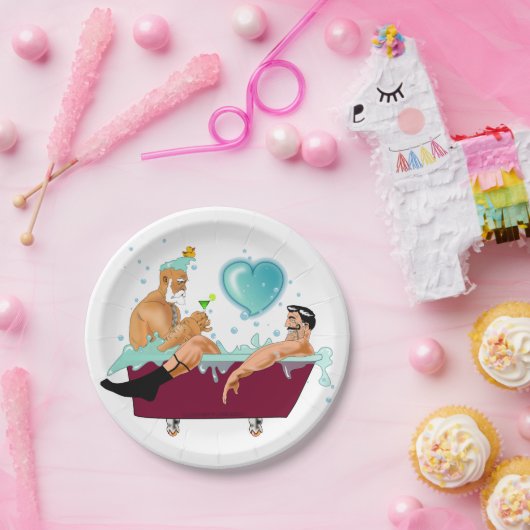 SlipperyJoeの2人のゲイ男性は漫画の浴槽soaを愛している ペーパープレート (パーティー)