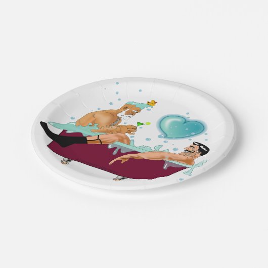 SlipperyJoeの2人のゲイ男性は漫画の浴槽soaを愛している ペーパープレート (アングル)