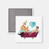 SlipperyJoeの2人のゲイ男性は漫画の浴槽soaを愛している マグネット (正面/裏面)