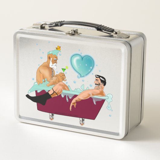 SlipperyJoeの2人のゲイ男性は漫画の浴槽soaを愛している メタルランチボックス (正面)