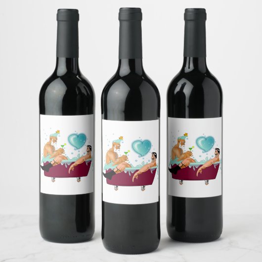 SlipperyJoeの2人のゲイ男性は漫画の浴槽soaを愛している ワインラベル (ボトル)