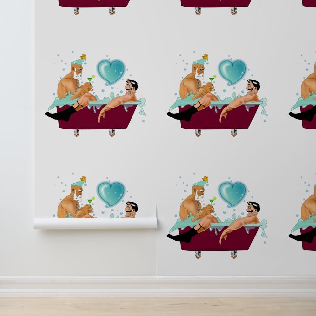 SlipperyJoeの2人のゲイ男性は漫画の浴槽soaを愛している 壁紙 (アプリケーション)