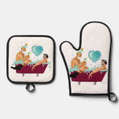 SlipperyJoeの2人のゲイ男性は漫画の浴槽soaを愛している 鍋つかみ&鍋敷きセット (正面)