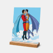 SlipperyJoeの2人のスーパーヒーローキスをするカー飛んでいるト アクリルサイン (傾斜)