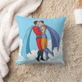 SlipperyJoeの2人のスーパーヒーローキスをするカー飛んでいるト クッション (ブランケット)