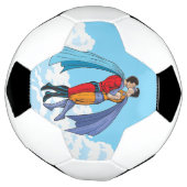 SlipperyJoeの2人のスーパーヒーローキスをするカー飛んでいるト サッカーボール (回転)