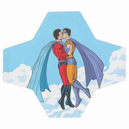 SlipperyJoeの2人のスーパーヒーローキスをするカー飛んでいるト サッカーボール (フラット)