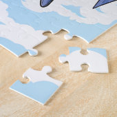 SlipperyJoeの2人のスーパーヒーローキスをするカー飛んでいるト ジグソーパズル (側面)