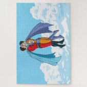 SlipperyJoeの2人のスーパーヒーローキスをするカー飛んでいるト ジグソーパズル (縦)