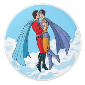 SlipperyJoeの2人のスーパーヒーローキスをするカー飛んでいるト セラミックノブ (正面)