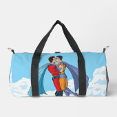 SlipperyJoeの2人のスーパーヒーローキスをするカー飛んでいるト ダッフルバッグ (正面)