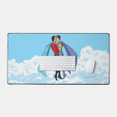 SlipperyJoeの2人のスーパーヒーローキスをするカー飛んでいるト デスクマット (キーボード&マウス)