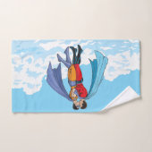 SlipperyJoeの2人のスーパーヒーローキスをするカー飛んでいるト バスタオルセット (ハンドタオル)