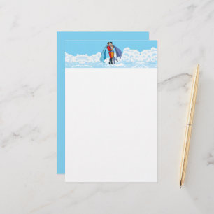 SlipperyJoeの2人のスーパーヒーローキスをするカー飛んでいるト 便箋