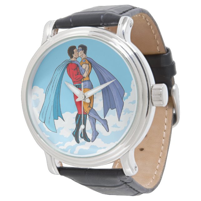 SlipperyJoeの2人のスーパーヒーローキスをするカー飛んでいるト 腕時計 (アングル)