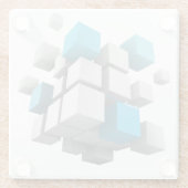 SlipperyJoeの3Dキューブ正方形3次元d ガラスコースター (裏面)