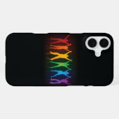Slipperyjoeの6つの立っているシルエットが腕を上げている iPhoneケース (裏面横)