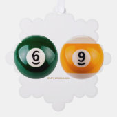 SlipperyJoeの69の懸命プールのテーブル2ビリヤード球 オーナメントカード (正面)