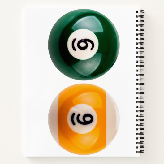 SlipperyJoeの69の懸命プールのテーブル2ビリヤード球 ノートブック (裏面)