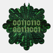 SlipperyJoeの69バイナリコードの鮮やか緑の計算 オーナメントカード (裏面)