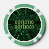 SlipperyJoeの69バイナリコードの鮮やか緑の計算 ポーカーチップ (裏面)