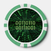 SlipperyJoeの69バイナリコードの鮮やか緑の計算 ポーカーチップ (正面)