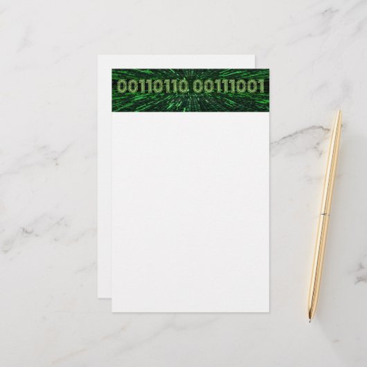 SlipperyJoeの69バイナリコードの鮮やか緑の計算 便箋 (正面/裏面インサイチュ)